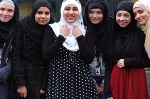 American High School girls wear hijab
