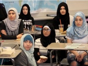 American high school girls join hijab wearing